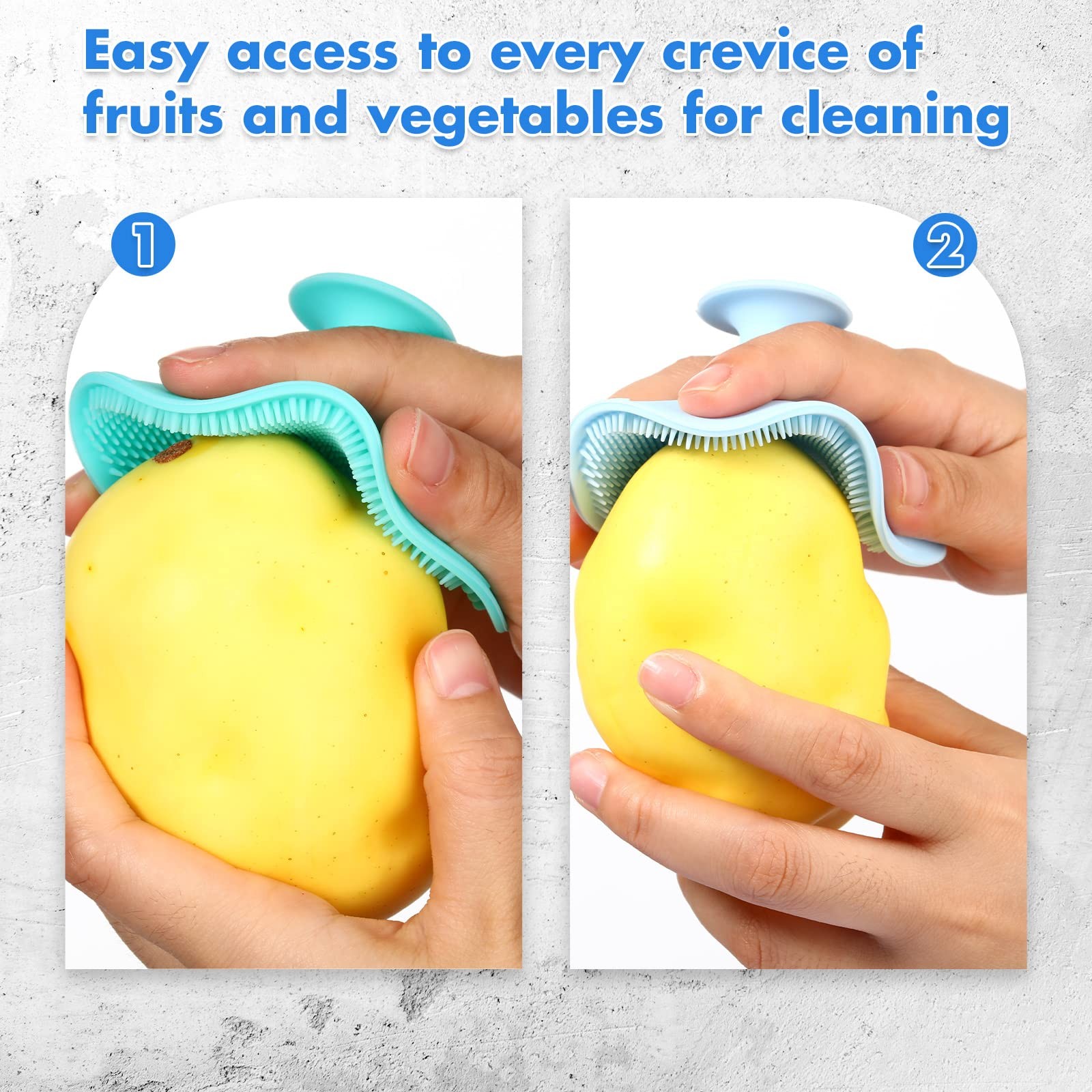 2 Pcs Vegetable Brush Potato Scrubber Veggie Brush Silicone Reusable Cleaning To