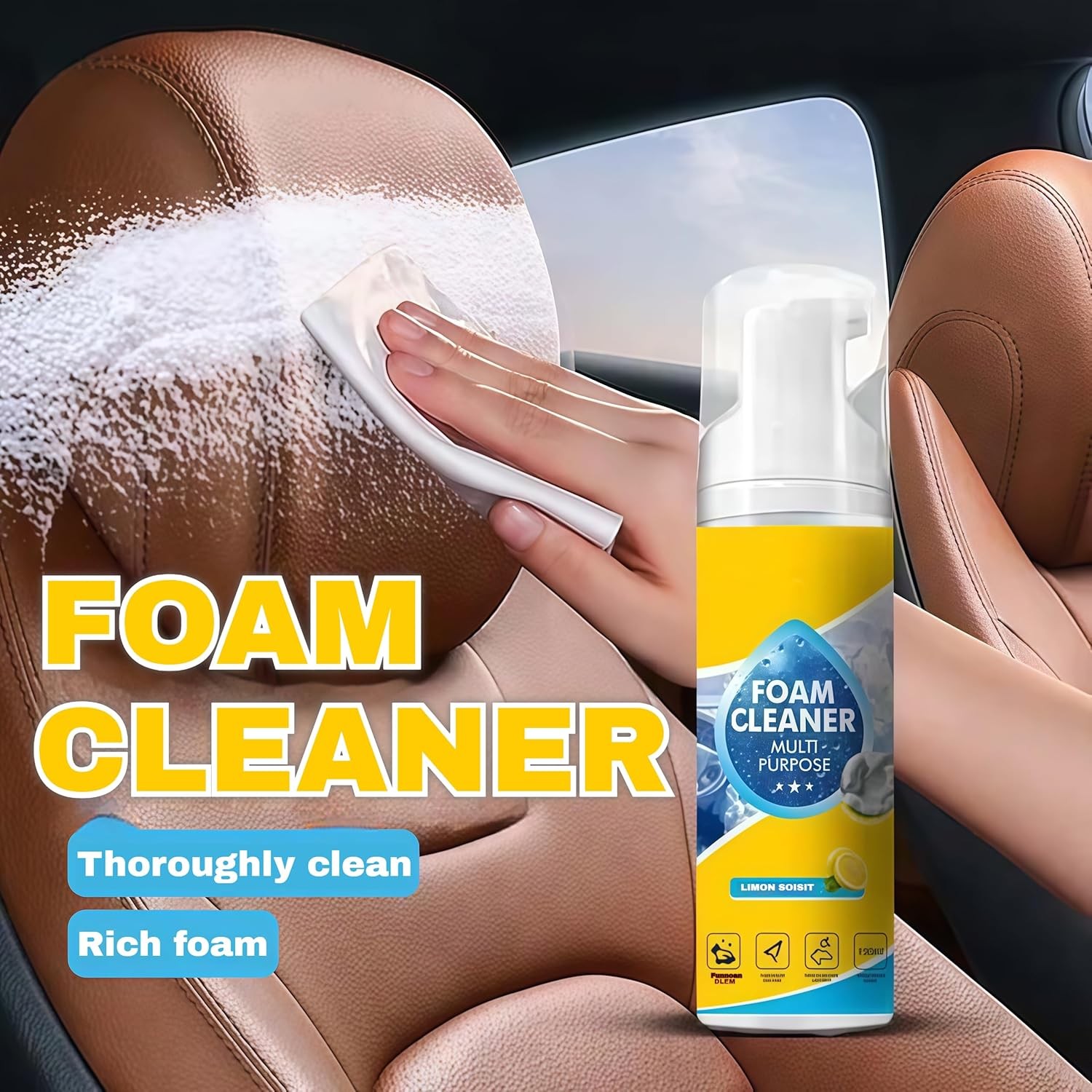 4-in-1 Multi-Enzyme Foam Cleaner, All-Purpose Spray 5oz with Sponge & Towel