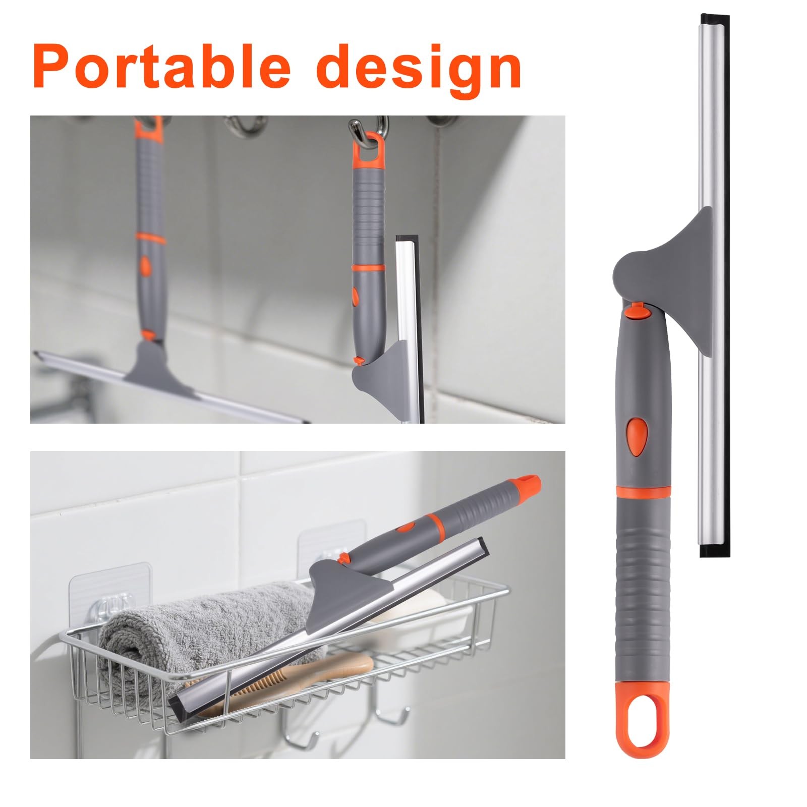 Swivel Shower Squeegee for Glass Doors, All-Purpose Anti-Slip Window Squeegee…