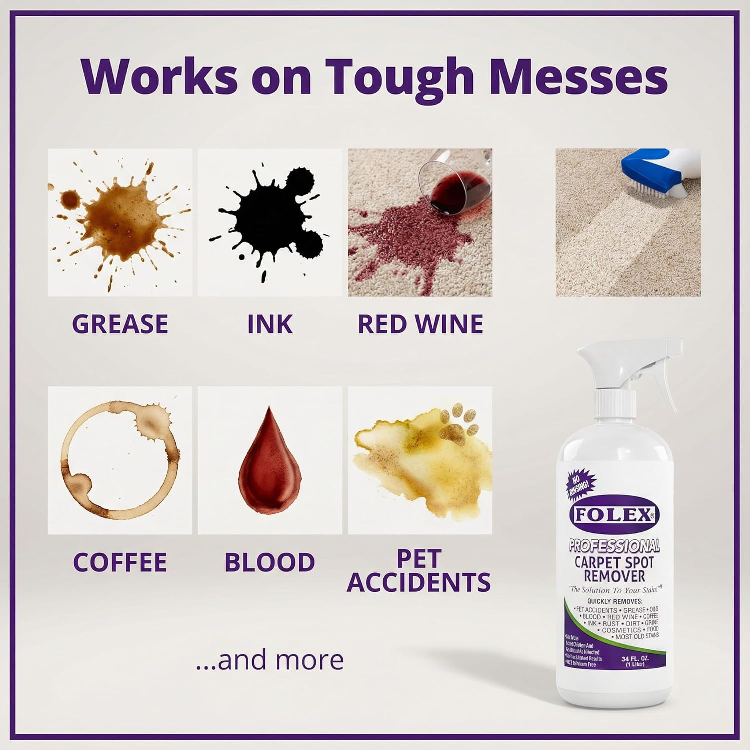 FOLEX – Professional Carpet Cleaner Spray 34 Oz – Pet Stain Removal – Instant St