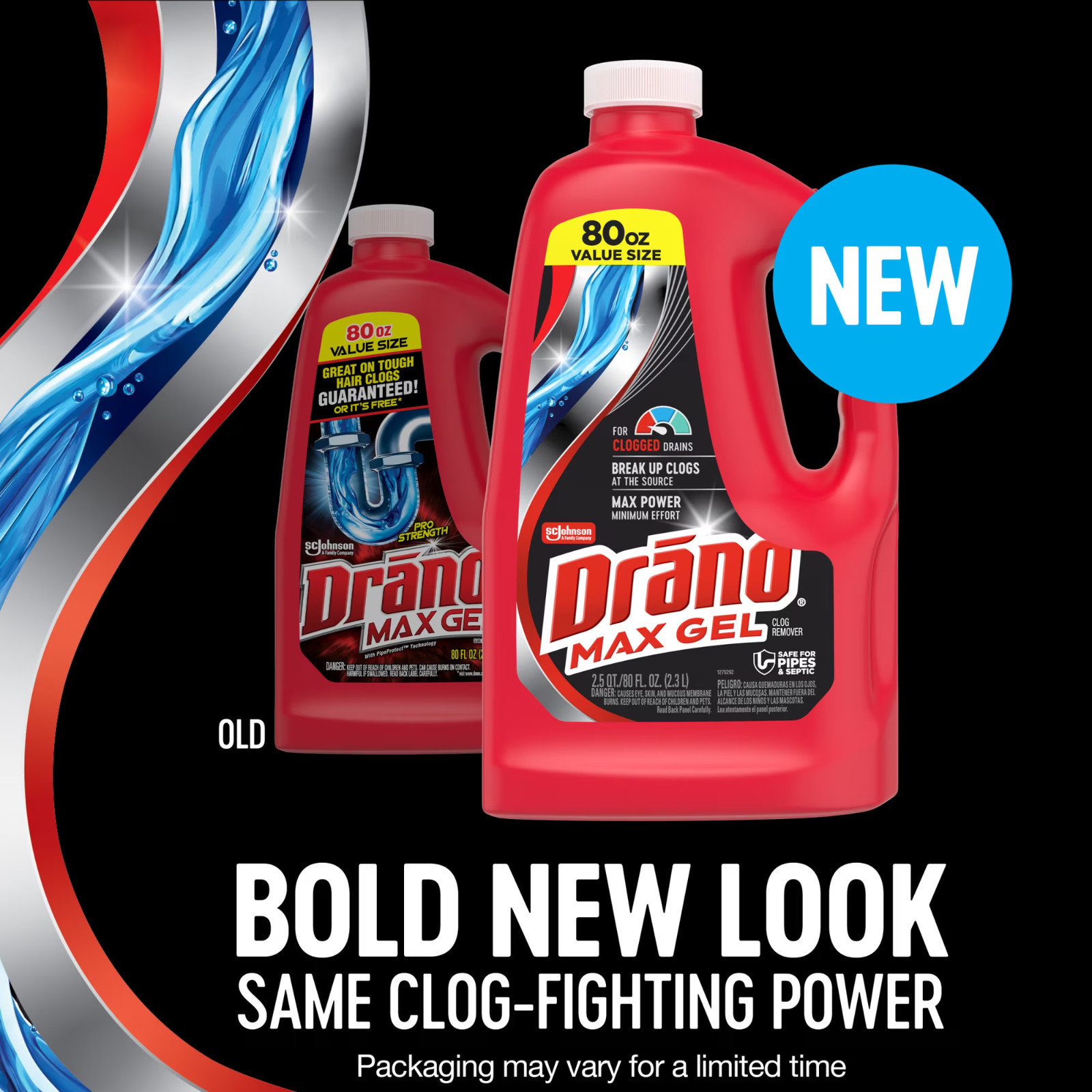 Drano Max Gel Drain Clog Remover, 160 Ounces, 2 Count