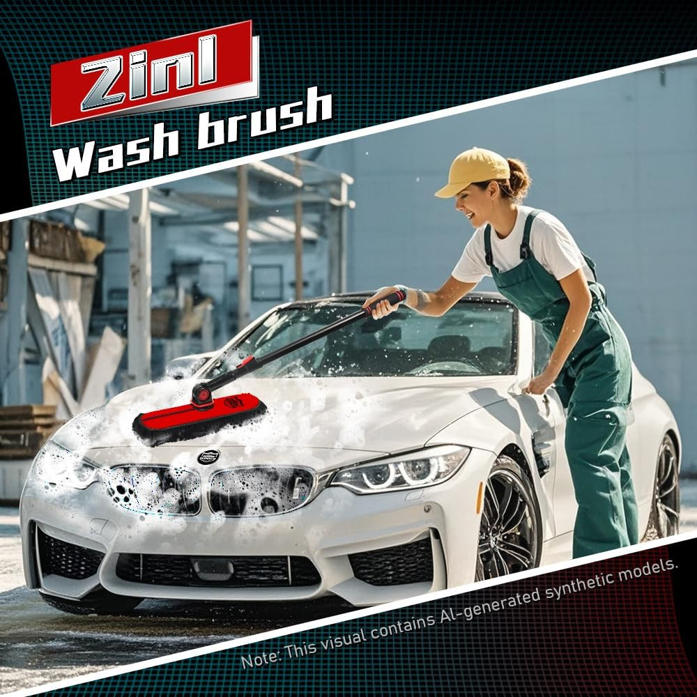 Car Duster Exterior with Extendable Handle, Scratch Free Auto Wash Brush Mop, In