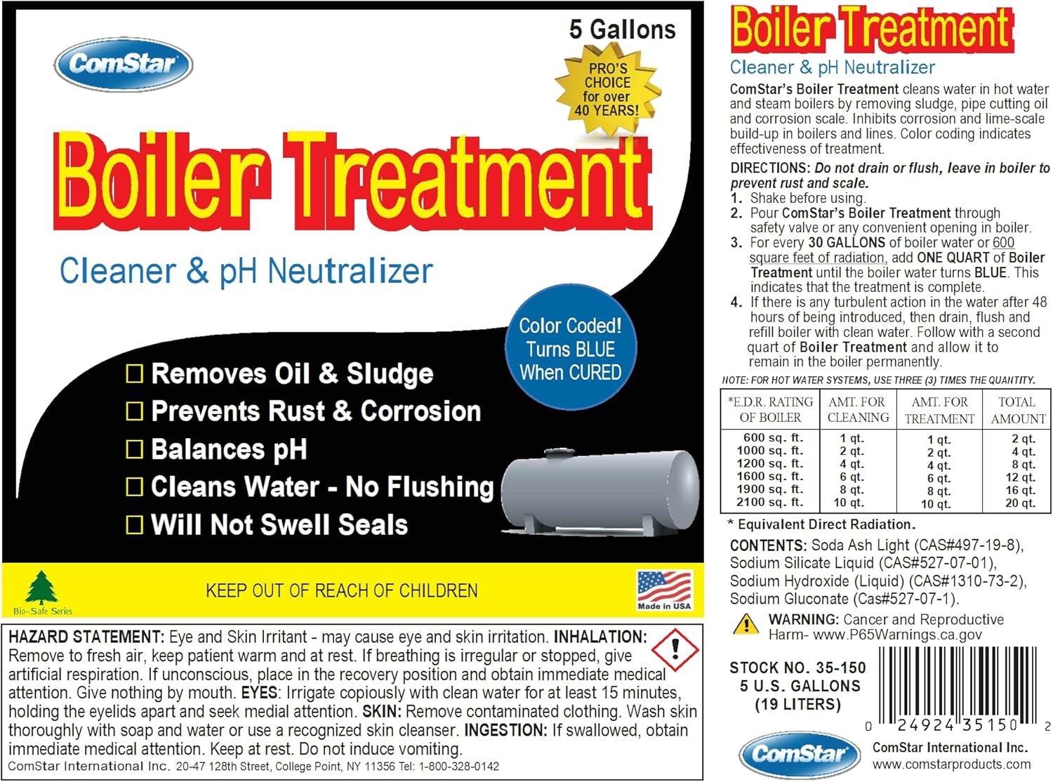 ComStar Boiler Treatment 5 Gal Boiler Water Cleaner & pH Neutralizer