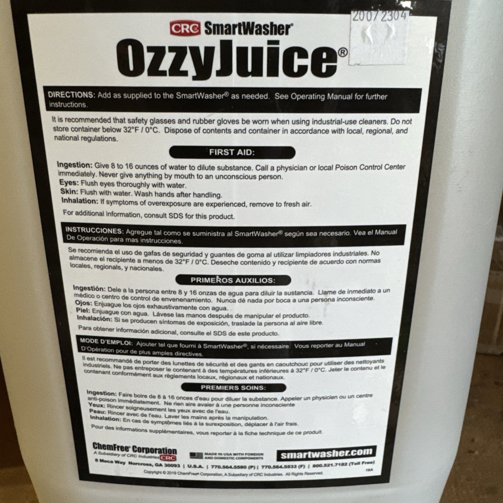 14148 SmartWasher OzzyJuice SW-4 Heavy-Duty Degreasing Solution – 5 Gallon