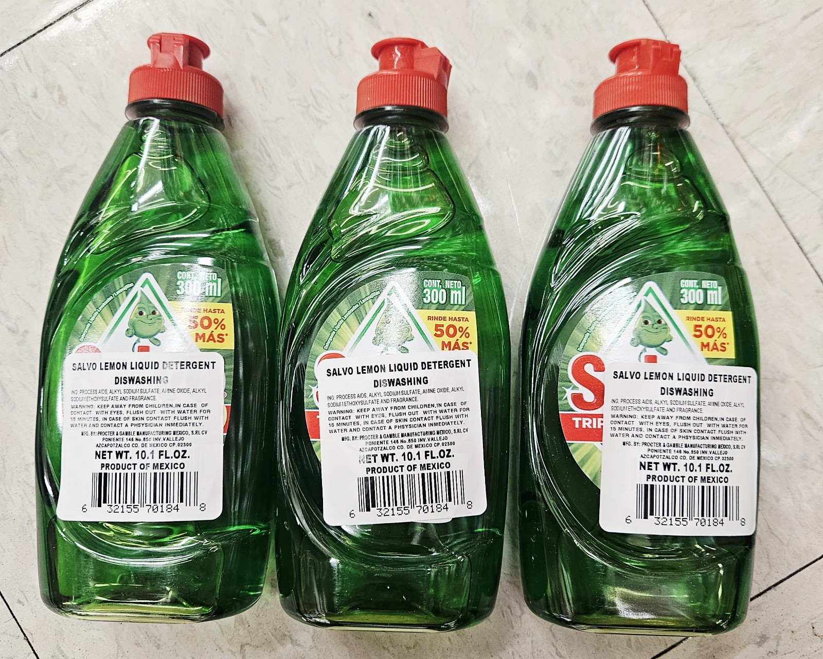 3 BOTTLES OF SOAP SALVO LEMON LIQUID DETERGENT DISWASHING 300 ML