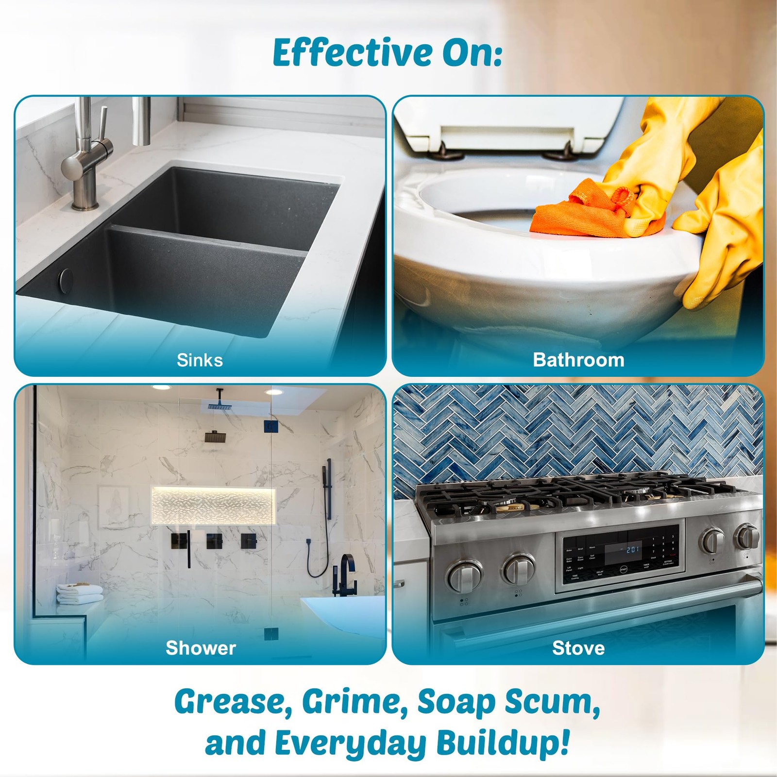 Cream Cleaner for Soap Scum, Hard Water & Grease, The Lemon Fix -Strength Mul…