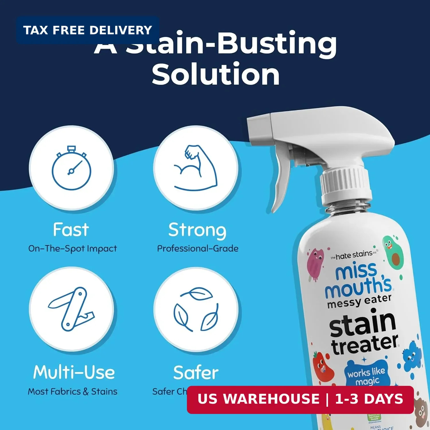Miss Mouth’s Messy Eater Stain Treater Spray – 16oz Stain Remover – Newborn & Ba