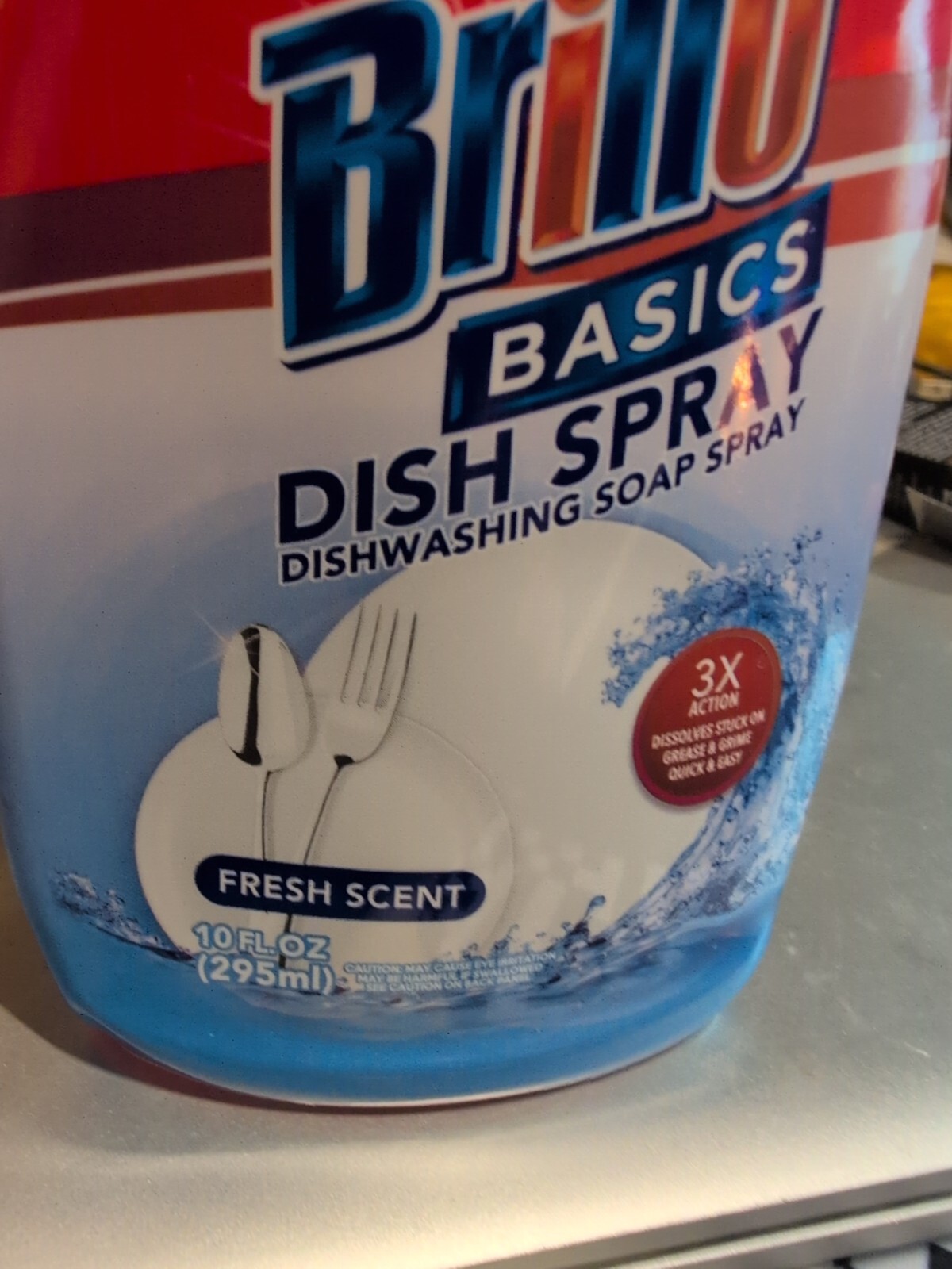 Brillo Basics Fresh Scent 3X Action Dish Soap Spray – 10 oz/295ml – 2 Bottles