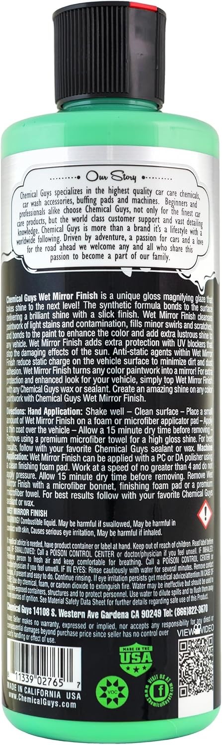 Chemical Guys Wet Mirror Finish High Gloss Glaze – Reflective Shine Enhancer & C