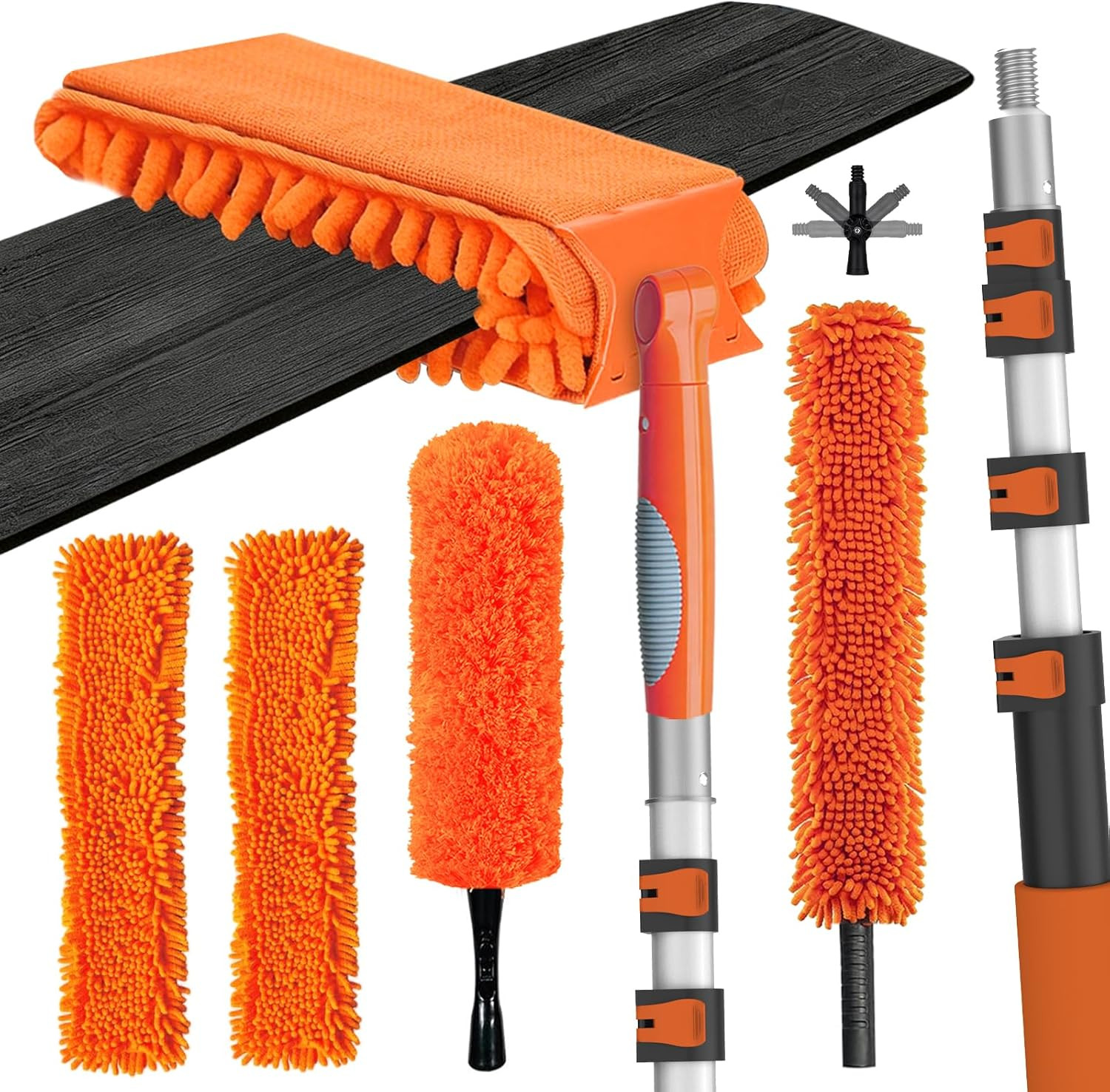 26FT Ceiling Fan Cleaner Duster Kit Extension Pole Microfiber Blade Dusting