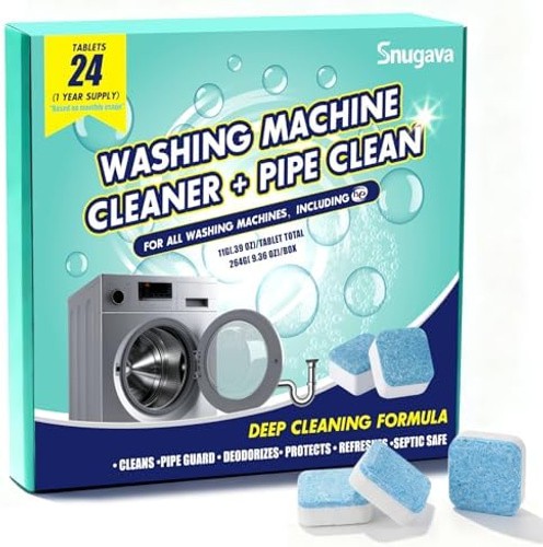 Washing Machine Cleaner Tablets and Deodorizer: 24 Pack Laundry Machine Tub D…