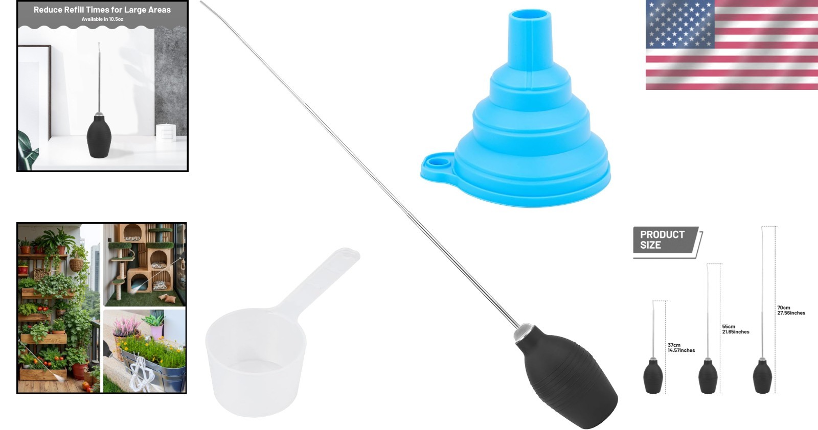 Diatomaceous Earth Powder Duster – 10.5oz Garden Applicator with Adjustable Tube