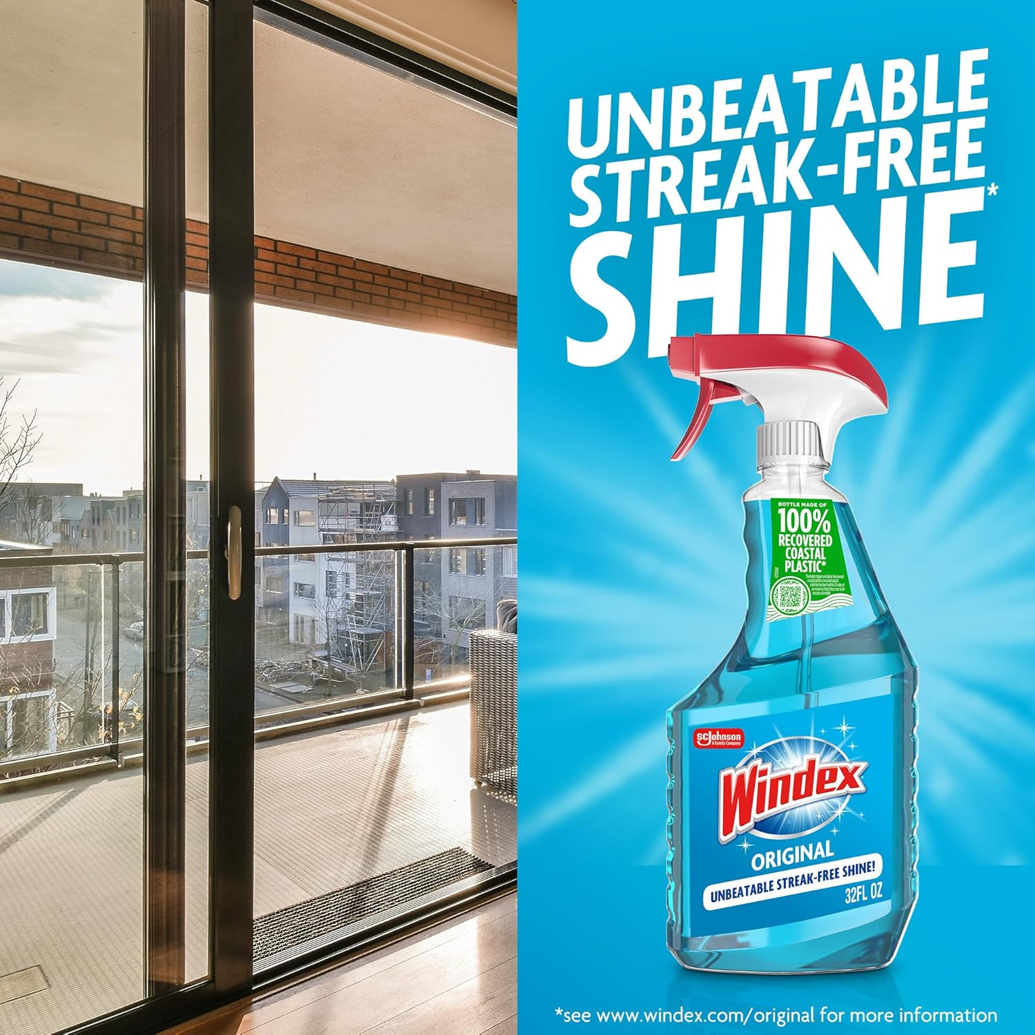 Windex Glass and Window Cleaner Spray Bottle, Packaging Designed to Prevent Leak