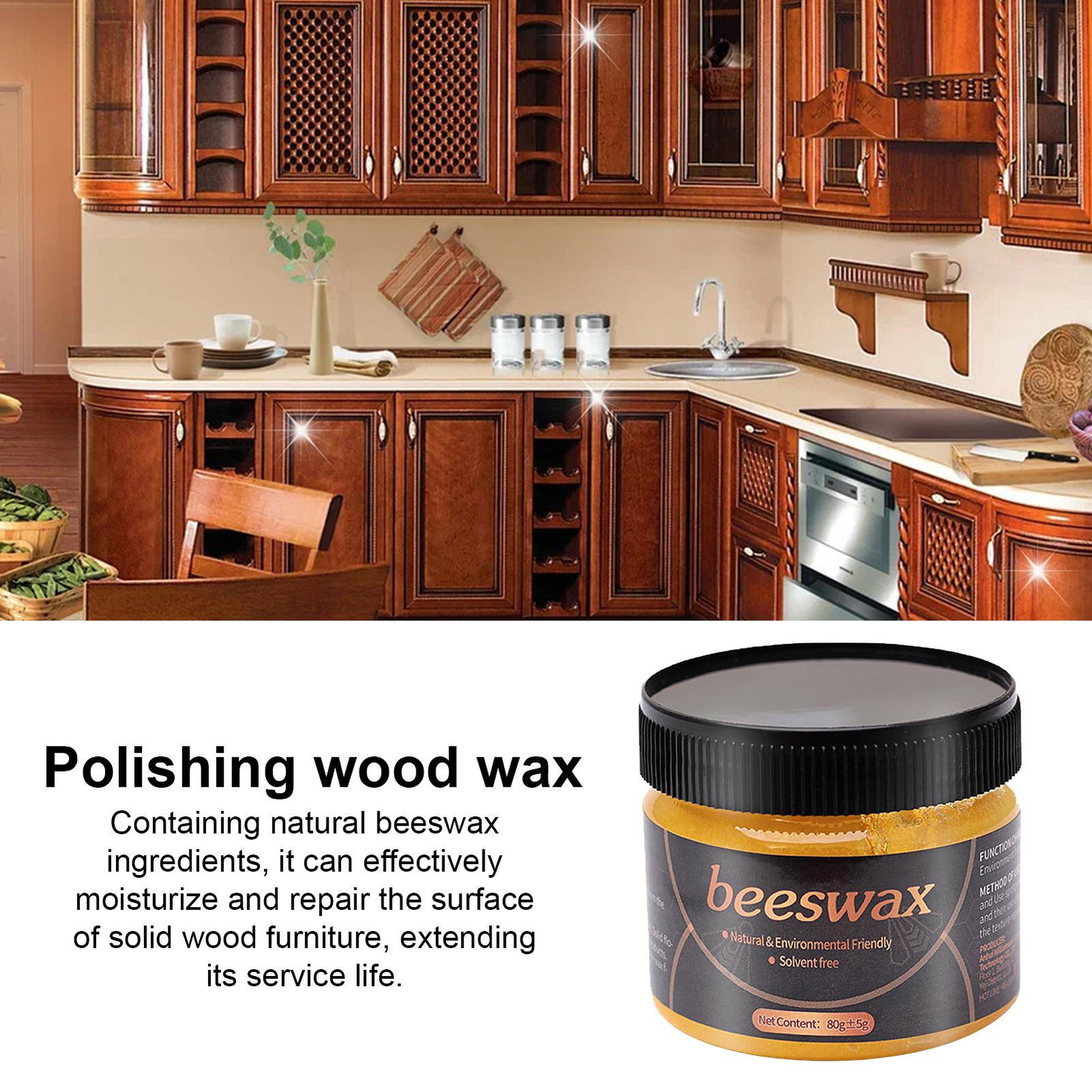 80g Long-Lasting Furniture Refinishing Paste Beeswax Wood Polish Wax