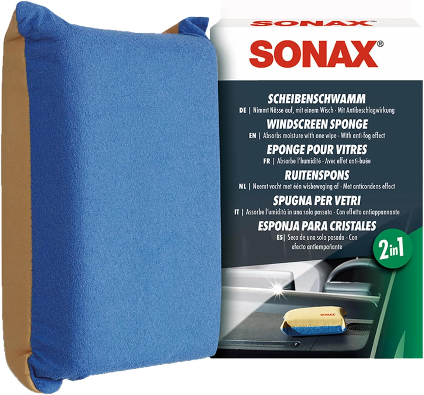 Windscreen Sponge 417100 | Dual Action Cleaning Tool for Streak Free Glass | Eas