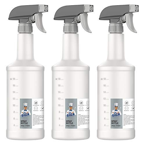 24 oz Heavy Duty Reusable Spray Bottles – Adjustable Nozzle, Leak Proof, 3 Pack