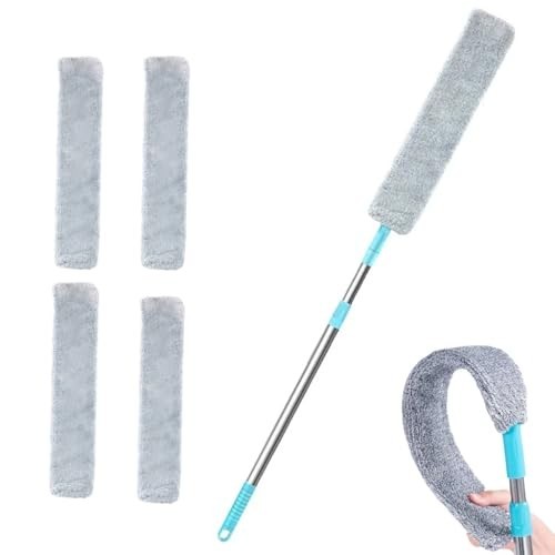 Retractable Gap Duster with 60″ Pole, Flexible Microfiber Brush for Appliances &
