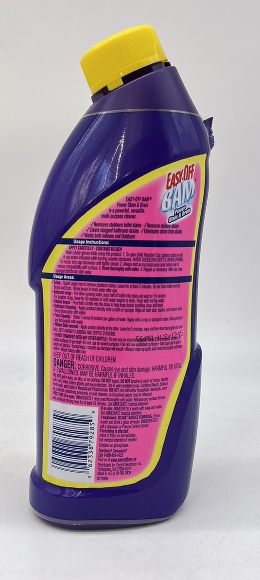 Easy-Off BAM Power STAIN & DRAIN Cleaner Grime and Lime Remover 24 oz