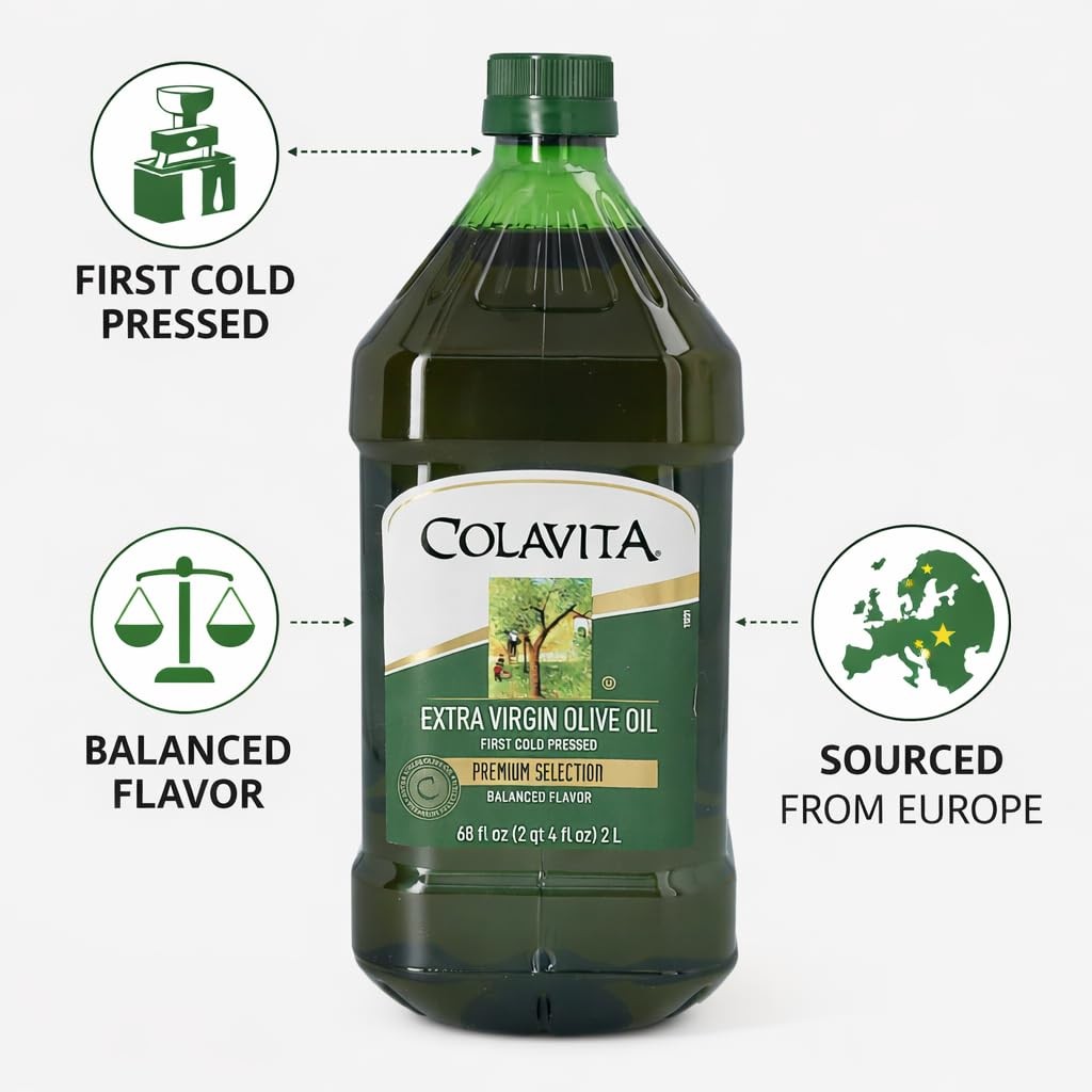 Premium Selection Extra Virgin Olive Oil, 68 Oz – First Cold Pressed, Ideal fo