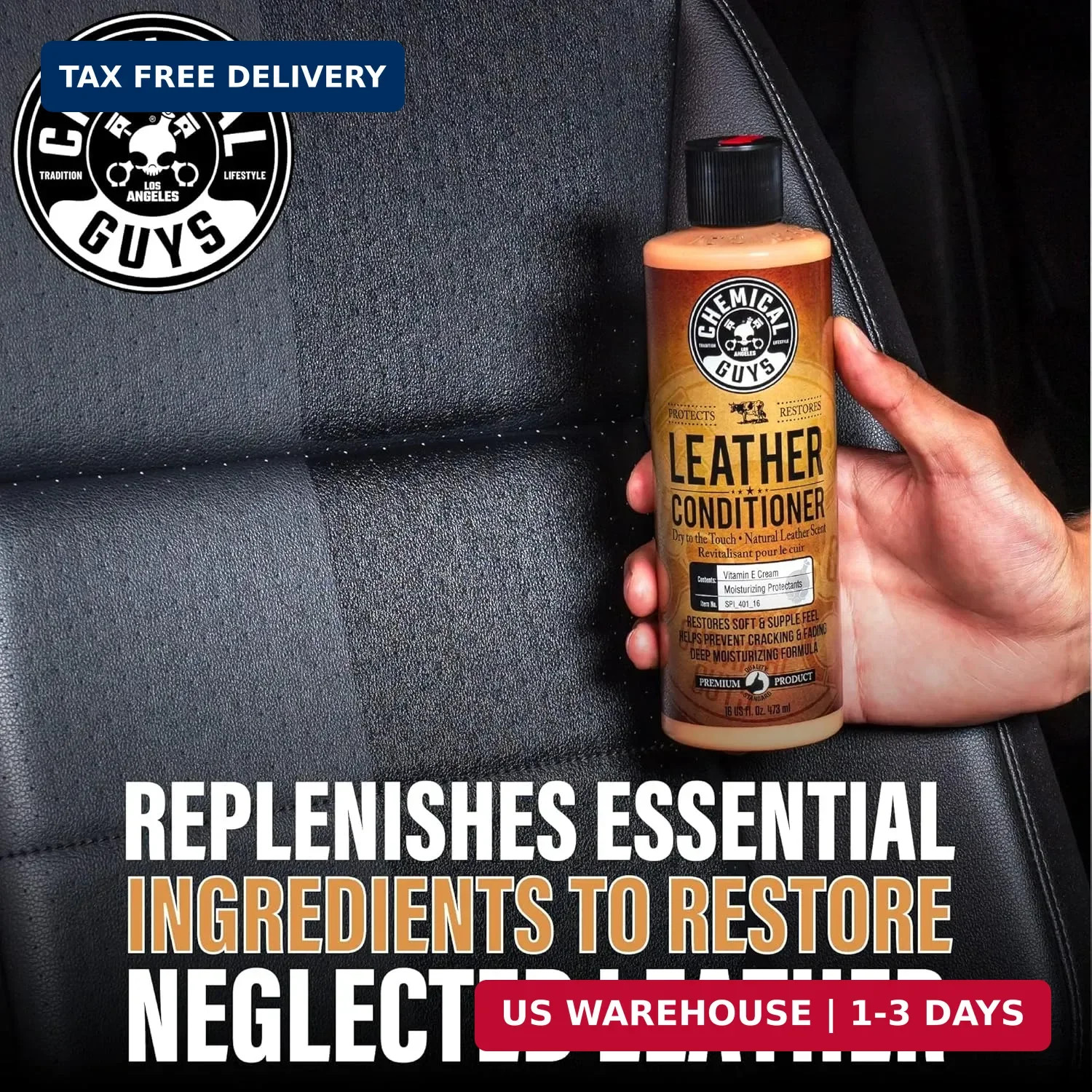 Chemical Guys Leather Cleaner and Conditioner Kit – 2 Bottles (4 oz Each), Car C