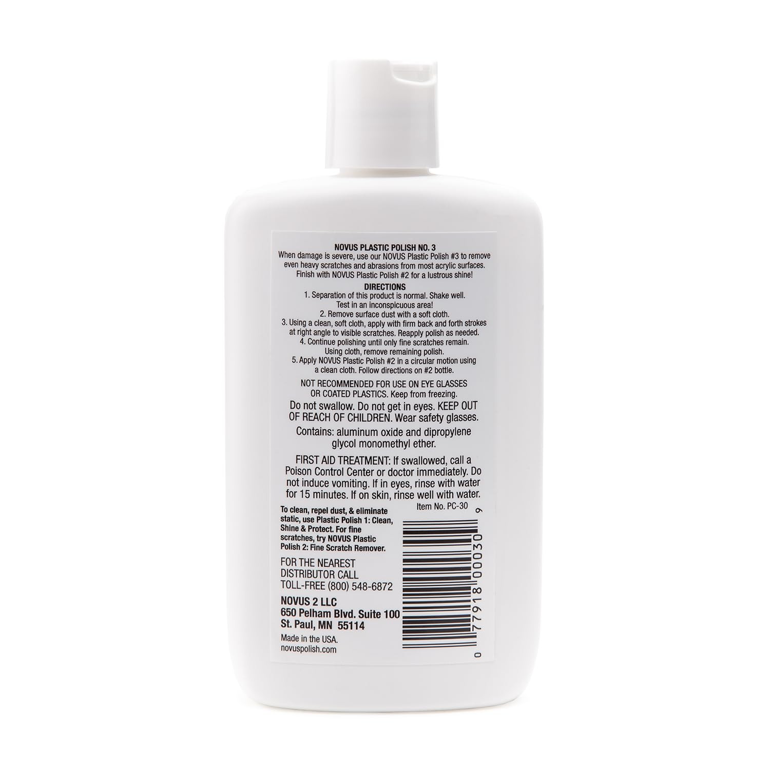 Novus 3 Heavy Scratch Remover 8 Oz Acrylic Plastic Surface Repair Cleaner