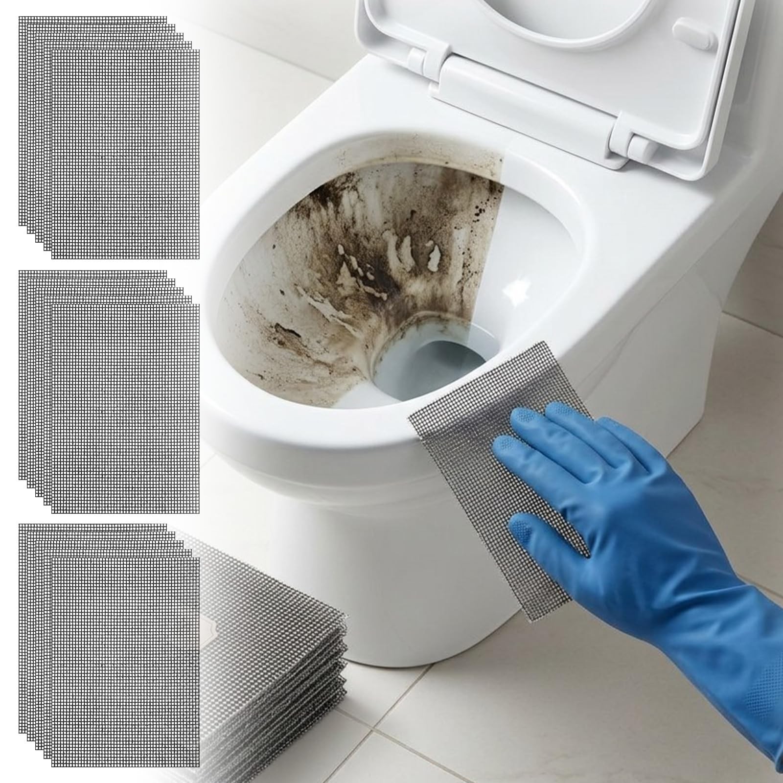 15PCS Cleaning Screens for Toilets, 5.5×4 Inch Flexible Mesh Pads Bowl Screen…