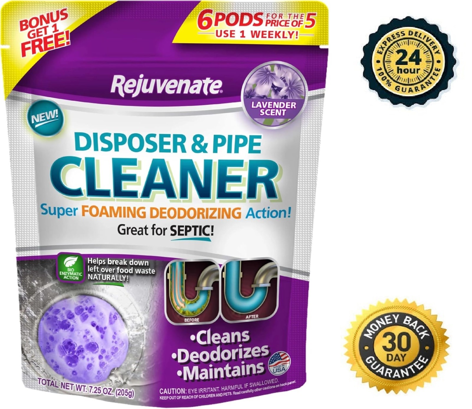 Garbage Disposal and Drain Pipe Cleaner Powerful Foaming Action and Removes Garb