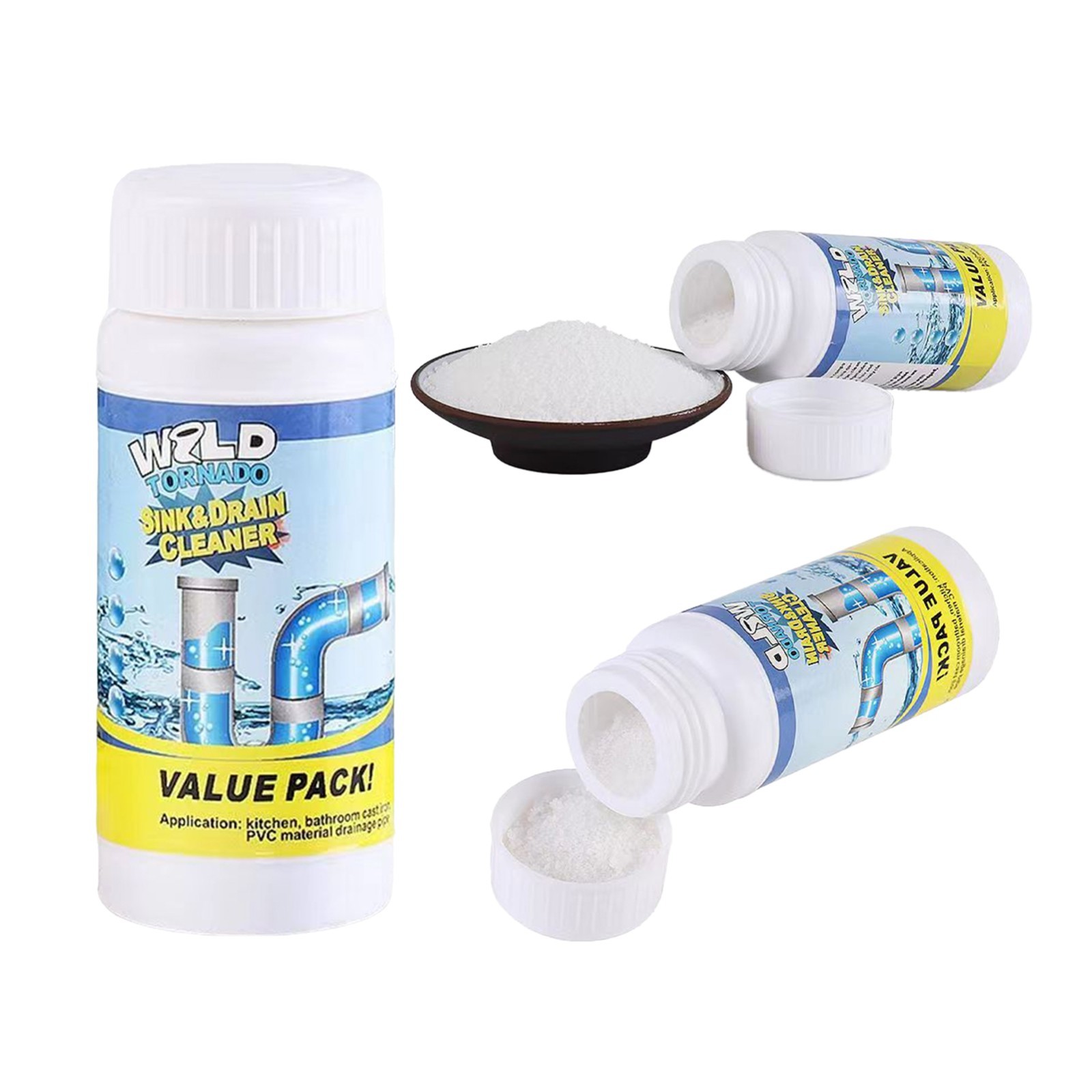 Sink & Drain Cleaner Powder Deodorizer Pipe Unclog Kitchen Bathroom Home Office
