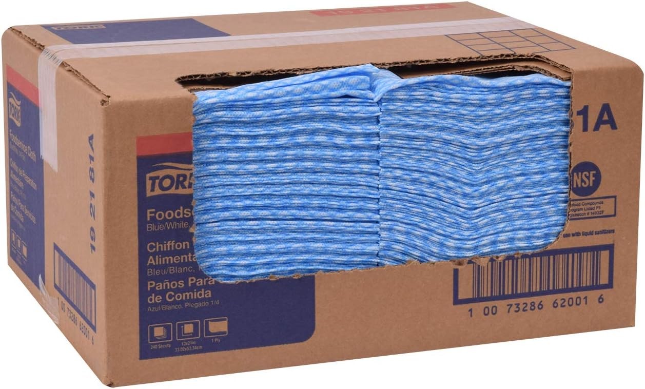 Tork Foodservice Cleaning Towel Blue/White Self Dispensing, 1/4 Folded, 1 x 24