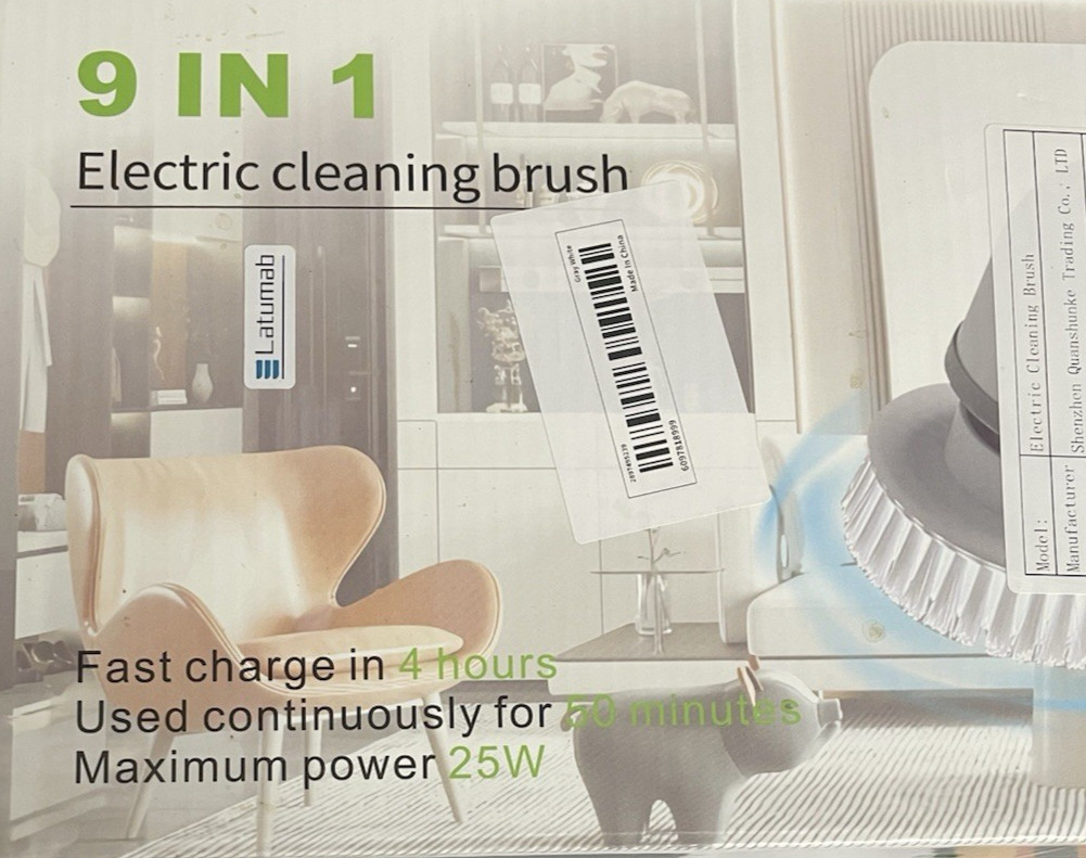 9 in 1 Electric Spin Scrubber Cordless Bathtub Power Scrubber Cleaning Brush 25W