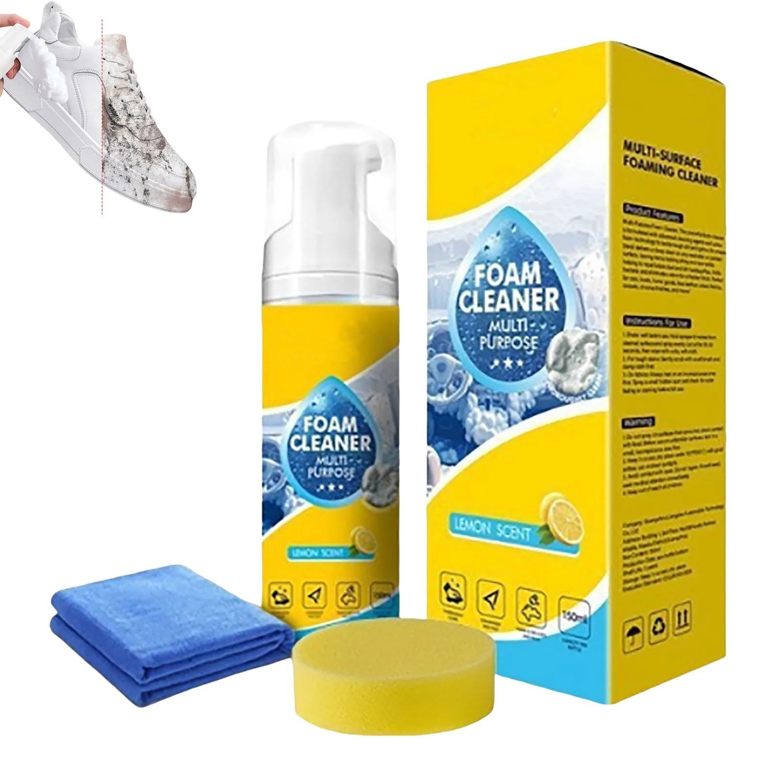 4-in-1 Multi-Enzyme Foam Cleaner, All-Purpose Spray 5oz with Sponge & Towel USA