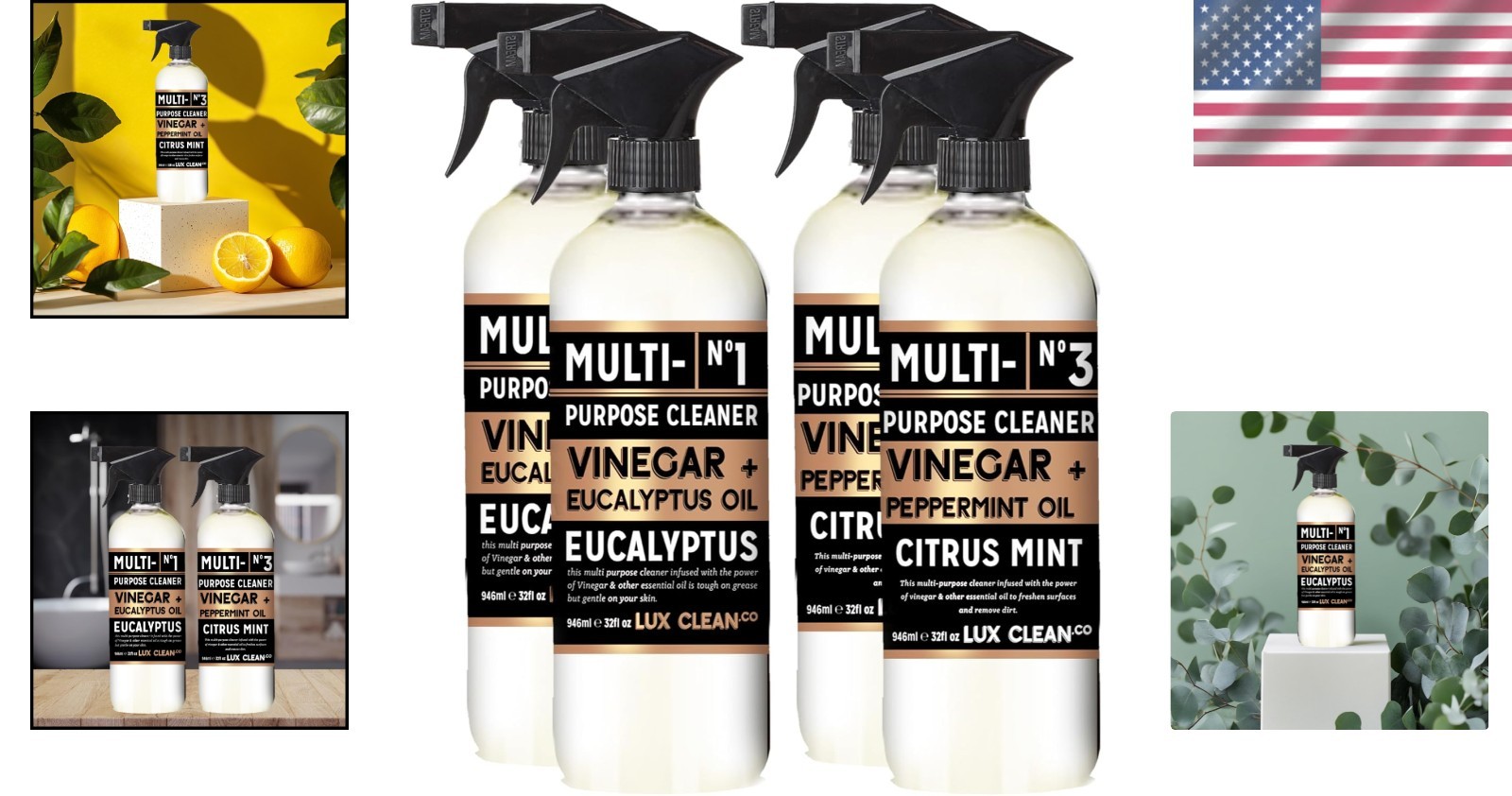 Citrus Mint & Eucalyptus Cleaners, 32oz | Pack of 4 Bottles