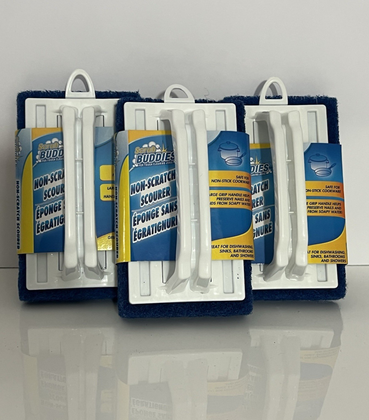 Scrub Buddies Non-Scratch Scourer Dish Scrub Brush Handle Non-Stick Safe New