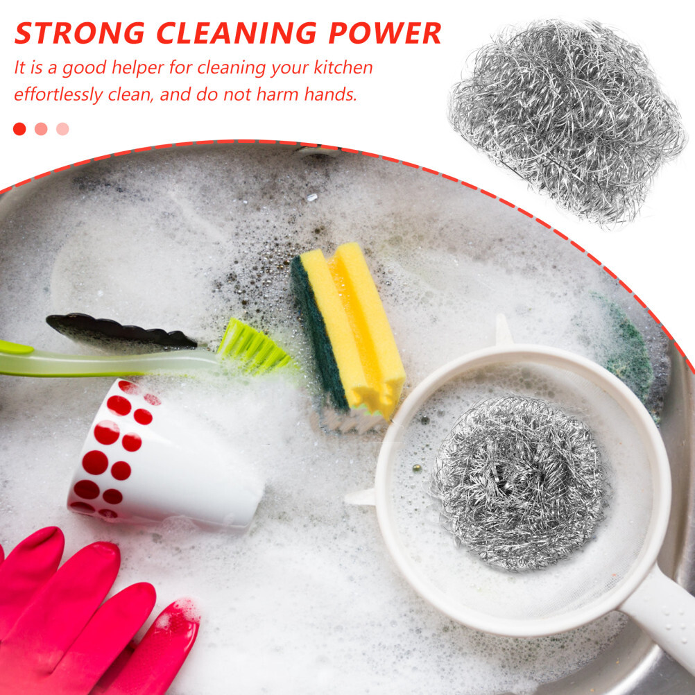 4PCS Stainless Steel Sponges Scrubbers Washing Utensil Cleaner for Pot Bowl Pan