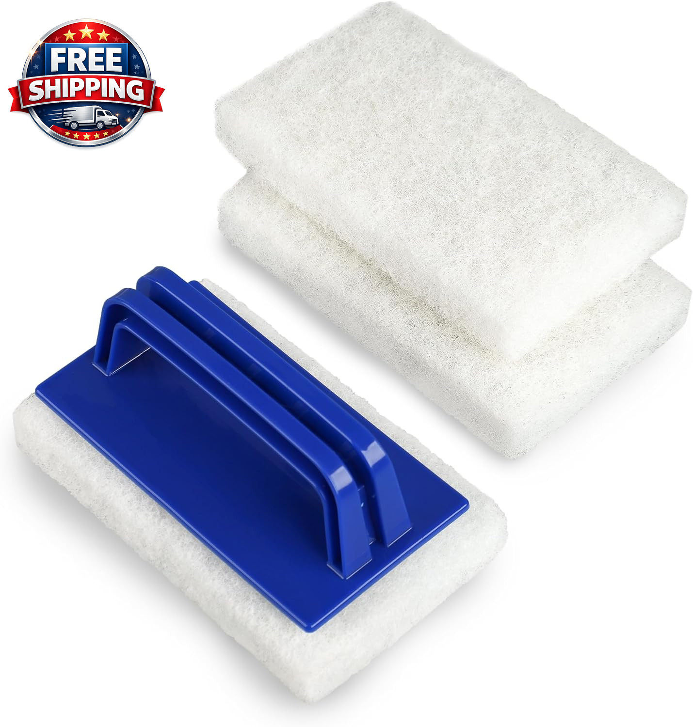 3 Pack Hand-Held Pool Scrub Brush Pool Cleaning Scrubbing Sponge Pad Bathroom Cl