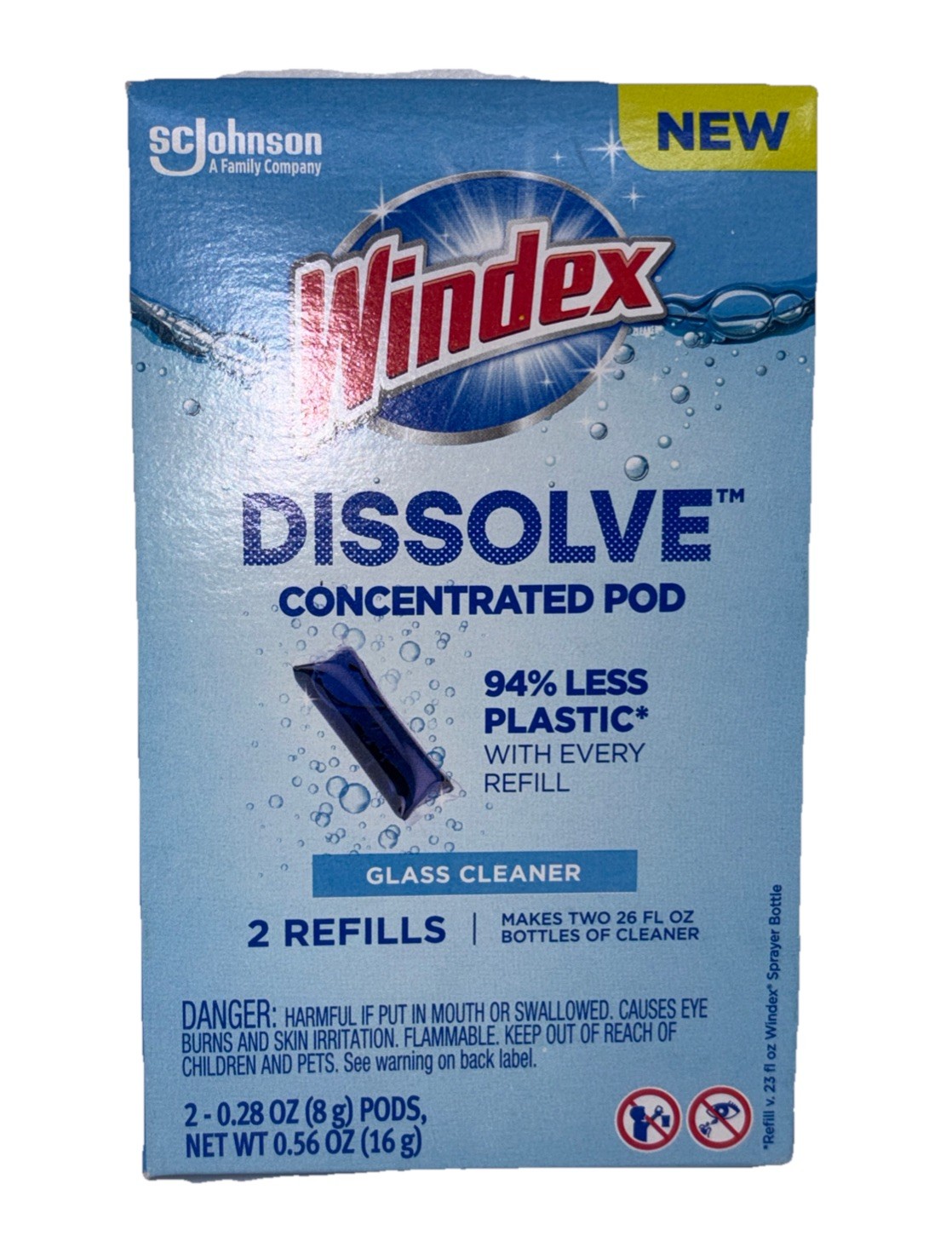 (2) Windex Dissolve Concentrated Pods Original Scent Glass Cleaner 2 Refills Per