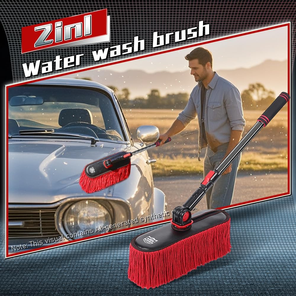 Car Duster Exterior with Extendable Handle, Scratch Free Auto Wash Brush Mop, In