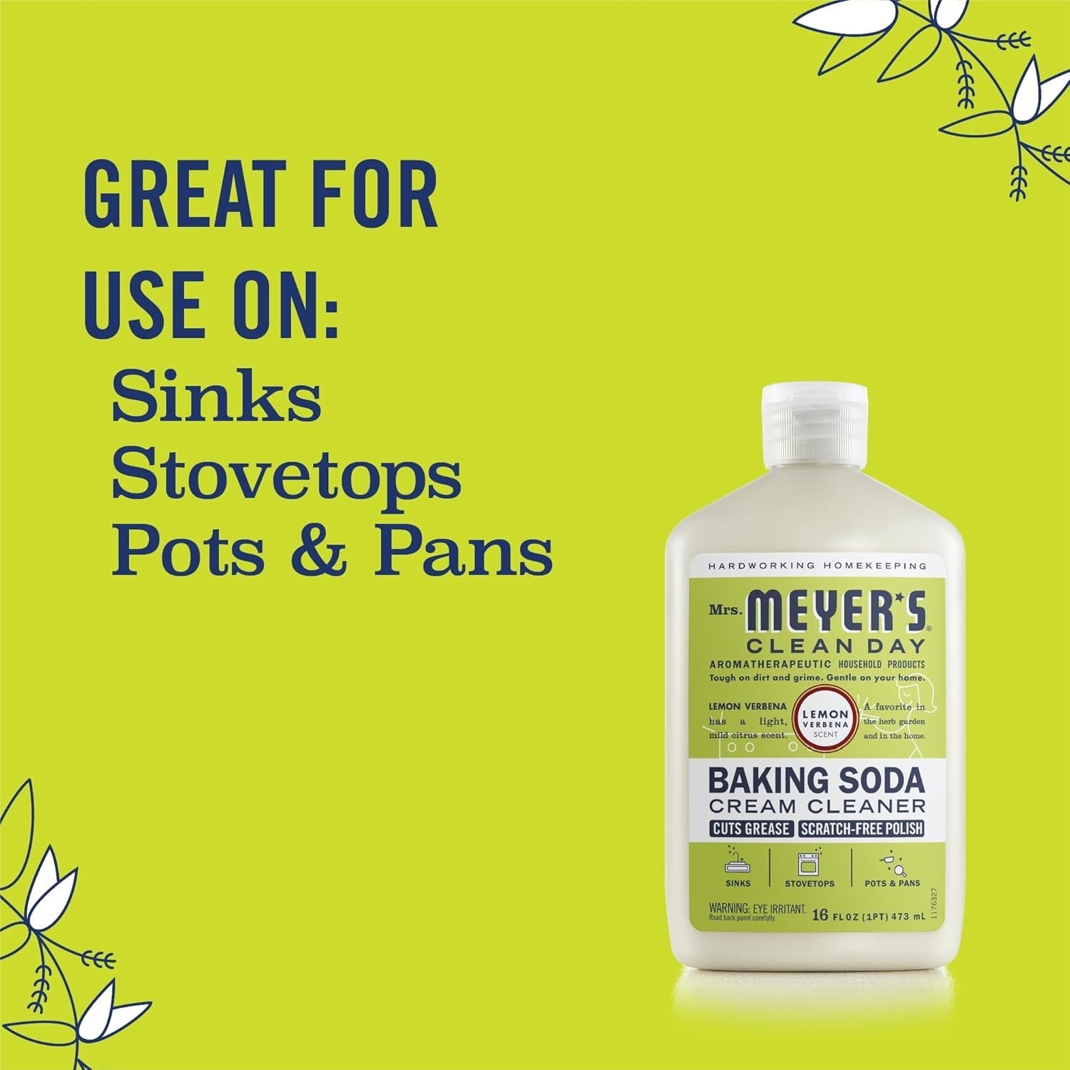 Baking Soda Cream Cleaner, Cuts Grease, Scratch-Free Polish, 16 Fl Oz, Pack of 1