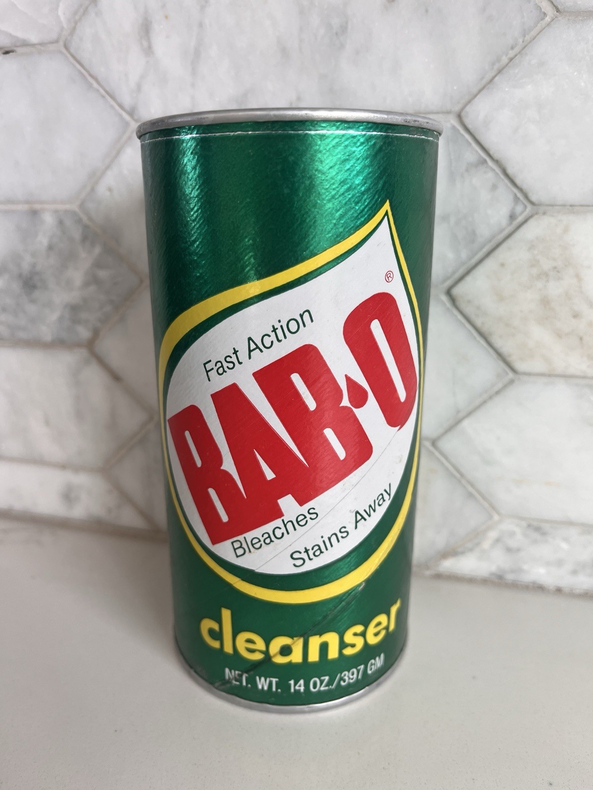 Bab-o Cleanser 14oz Vintage Fast Action Bleaches Stains Away Full