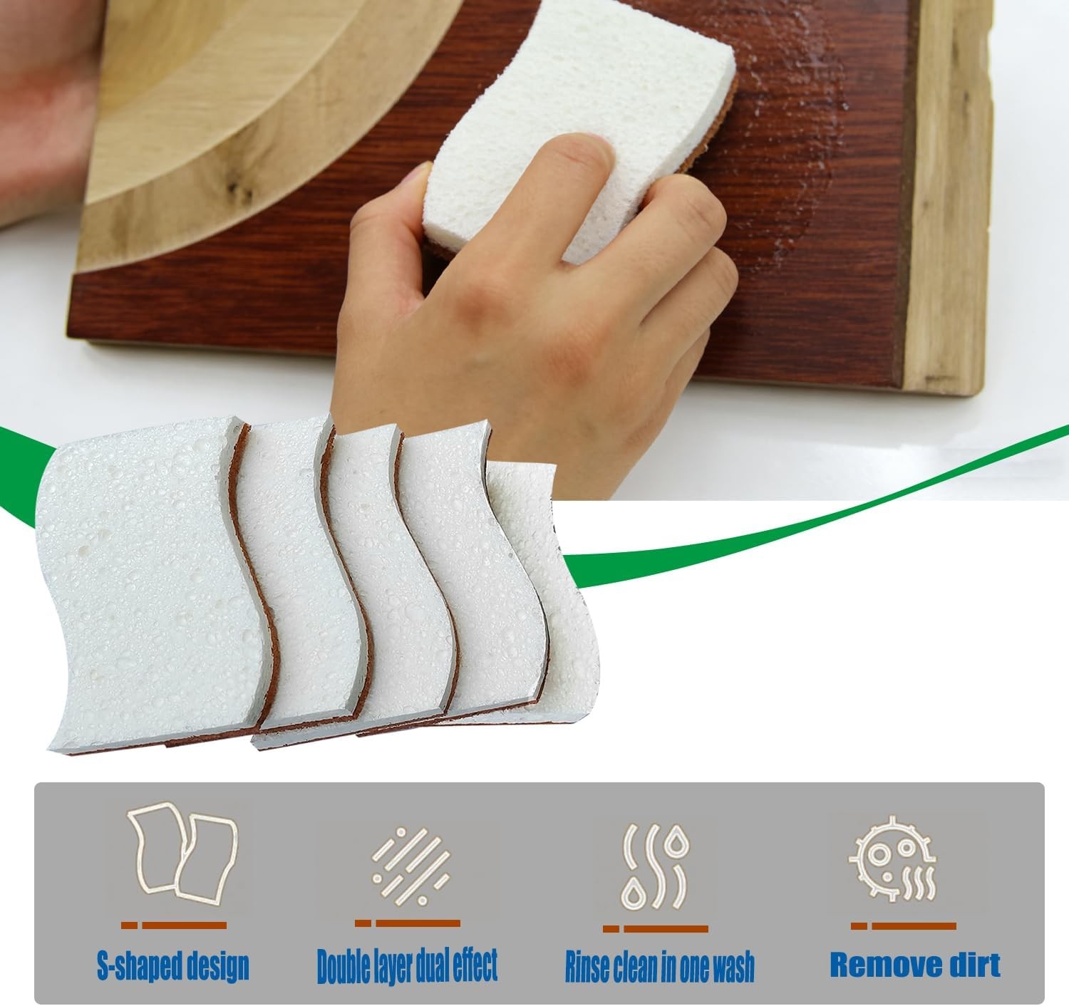 Natural Sponges for Dishes 12 Pack,Keep Soap Biodegradable Kitchen Sponge,