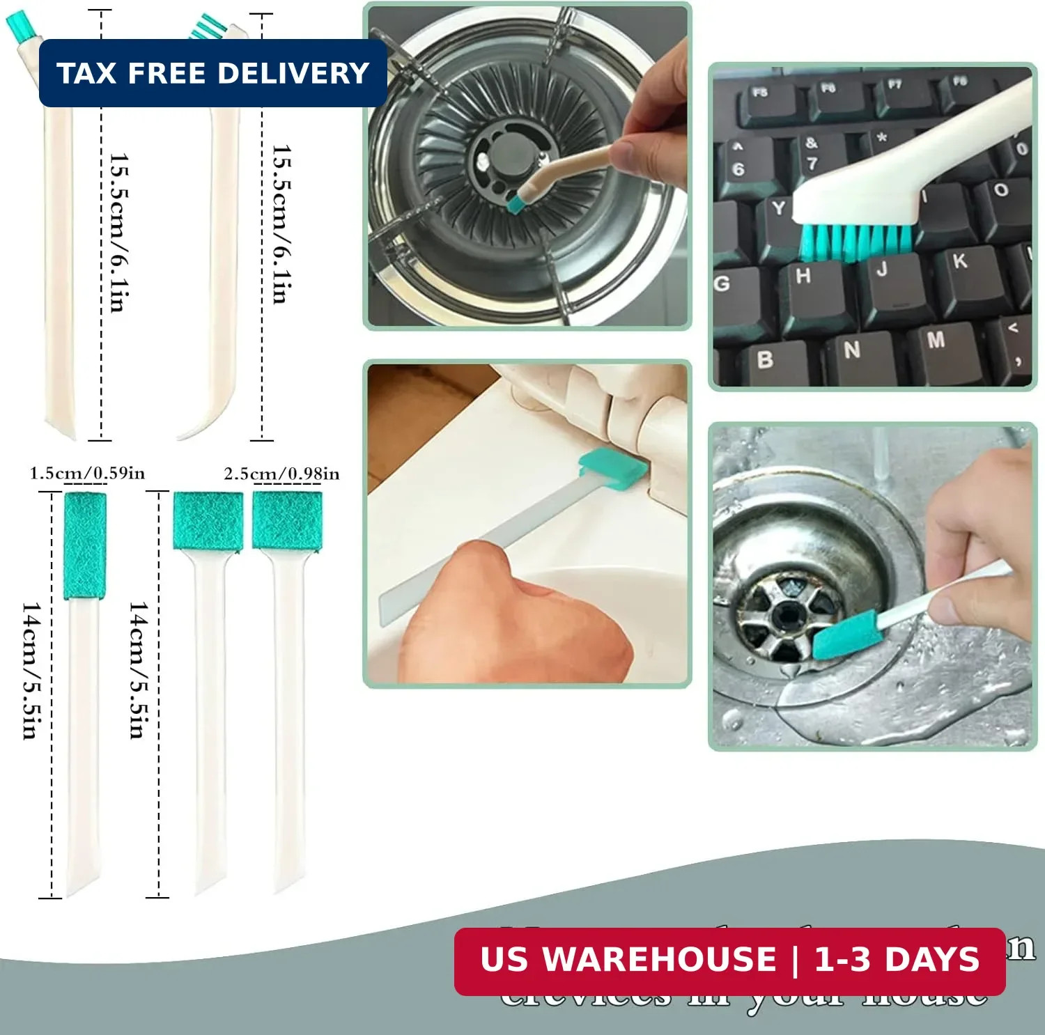 Small Household Cleaning Brushes by ELEMGULY,18 Pcs Crevice Brush for Hole, Gap,