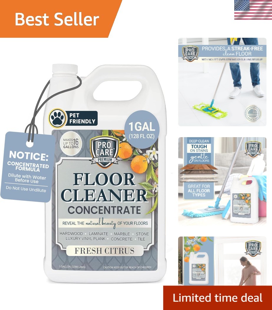 Eco-Friendly Citrus Floor Cleaner Concentrate – 1 Gallon for Streak-Free Floors