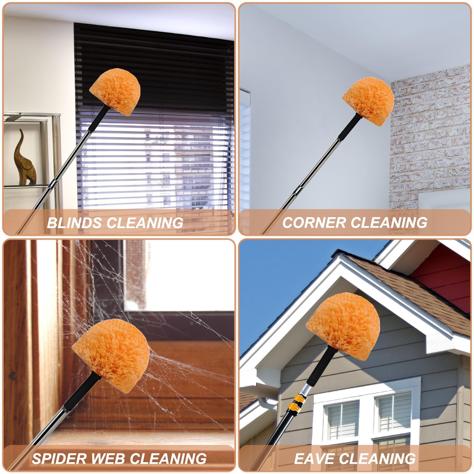 2 Pack Twist-On Cobweb Duster Head Brush – High Efficiency Spider Brush with …