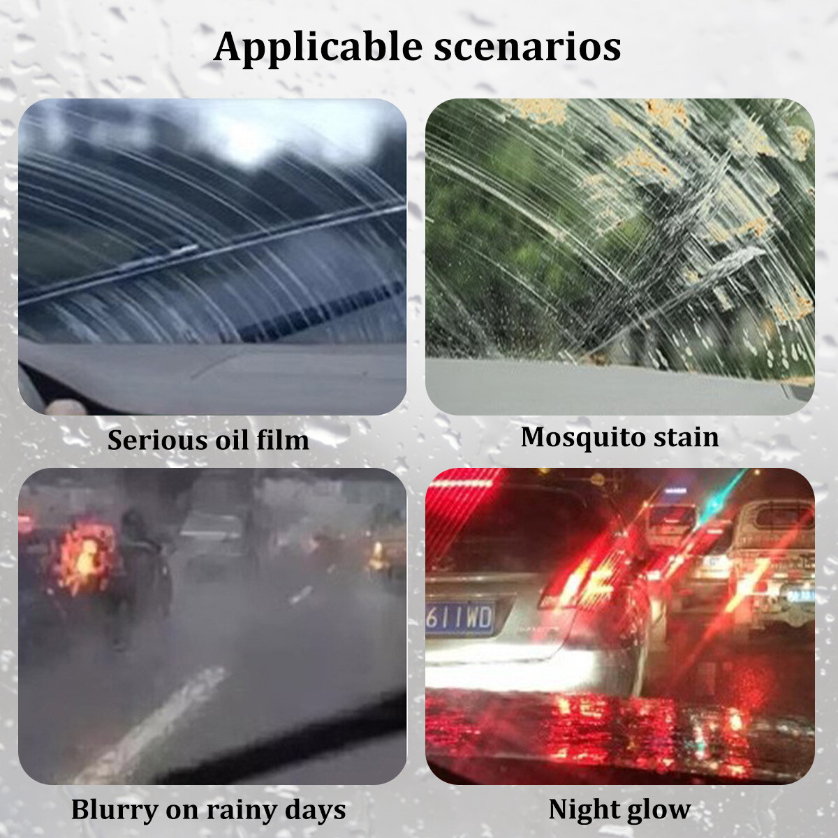 2/4Pcs Automotive Oil Film Cleaning Brush for Windshield, Remove & Prevent Rain