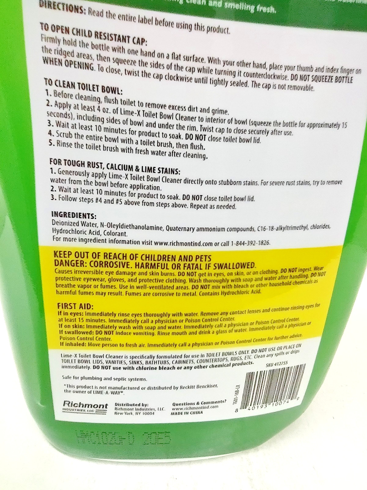 ( 4 ) Lime-x Liquid Toilet Bowl Gel Cleaner, Removes Lime Calcium Rust 16 oz Ea