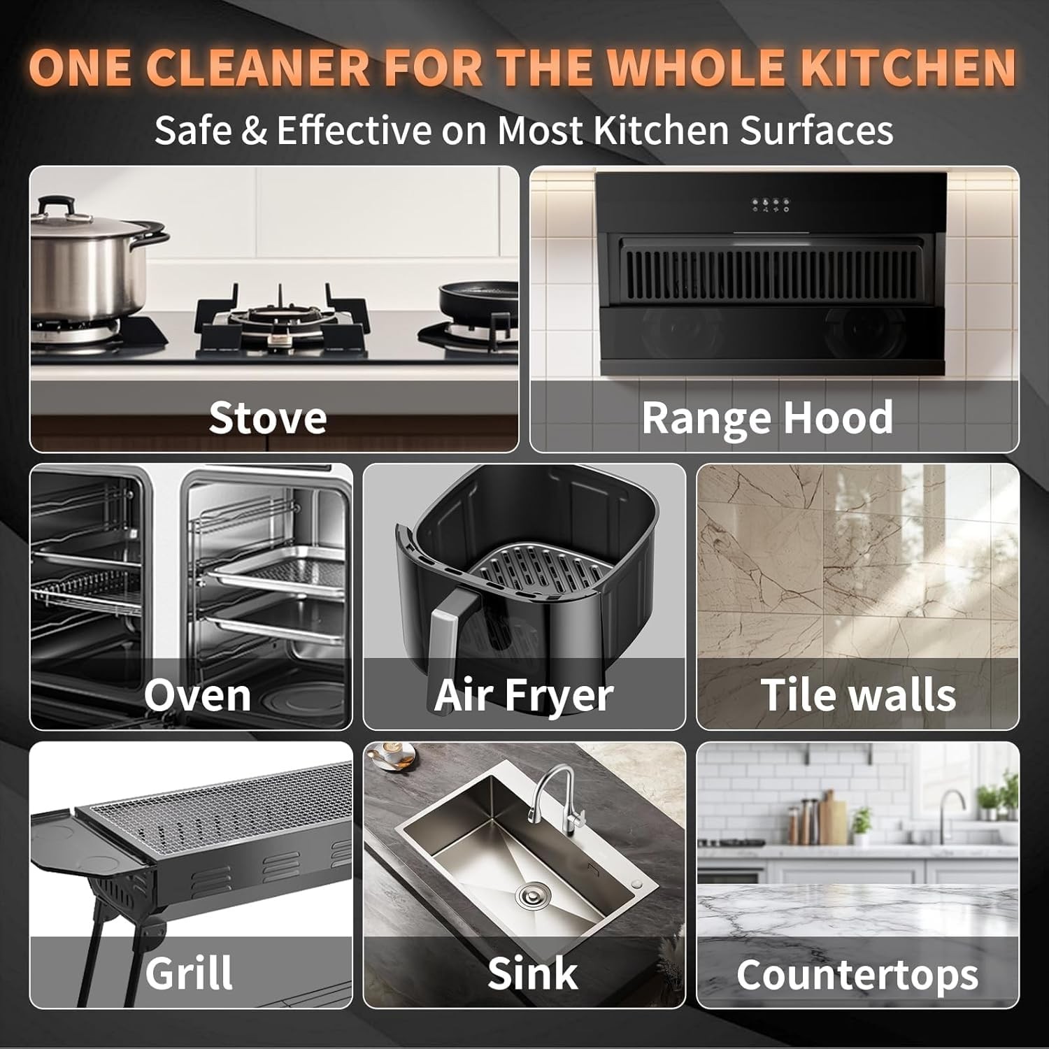 All Purpose Cleaner Spray, Heavy Duty Kitchen Degreaser Foam & Stubborn Stain…