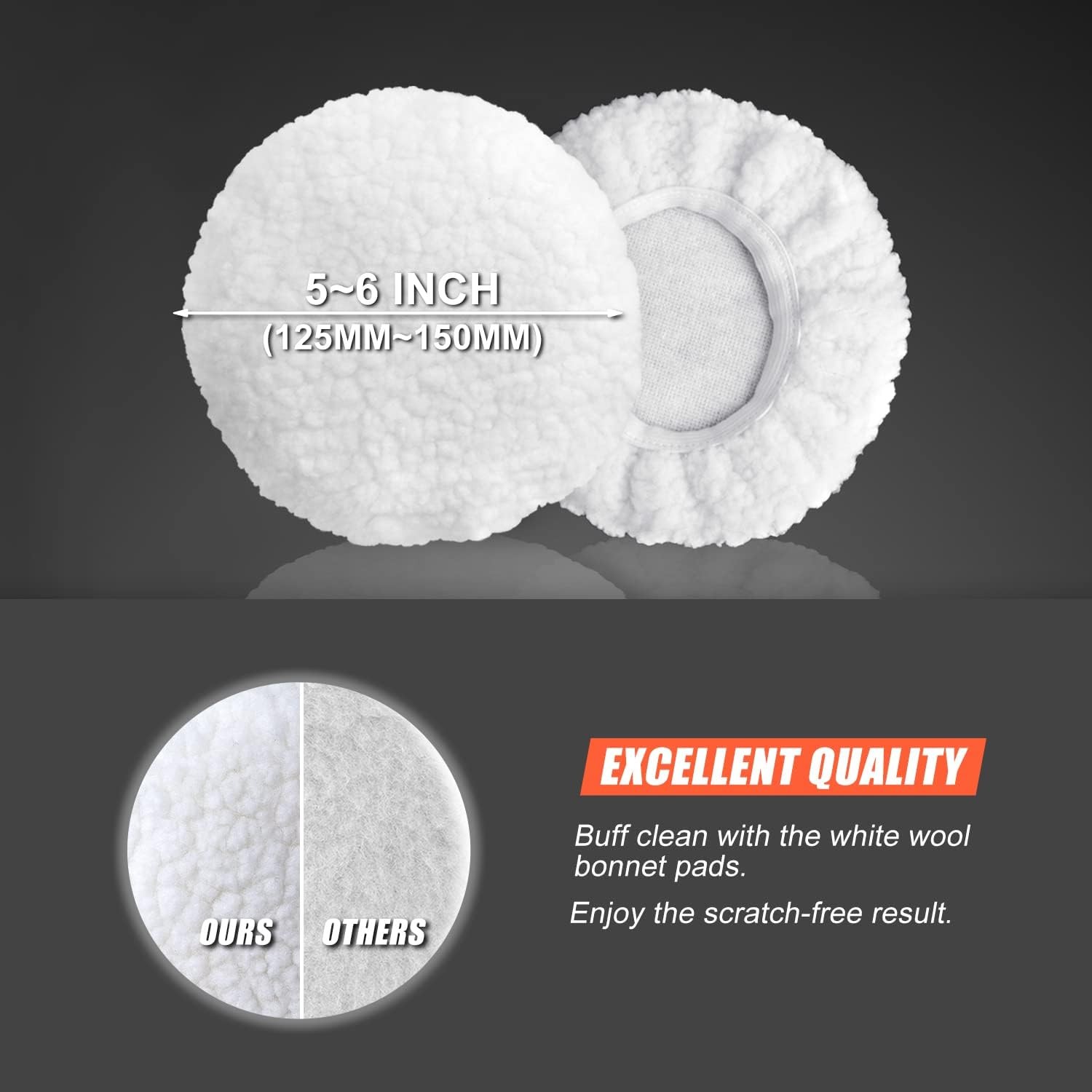 6 Inch Car Polishing & Buffing Sponge Pads Kit Wool Bonnet Pads for Household