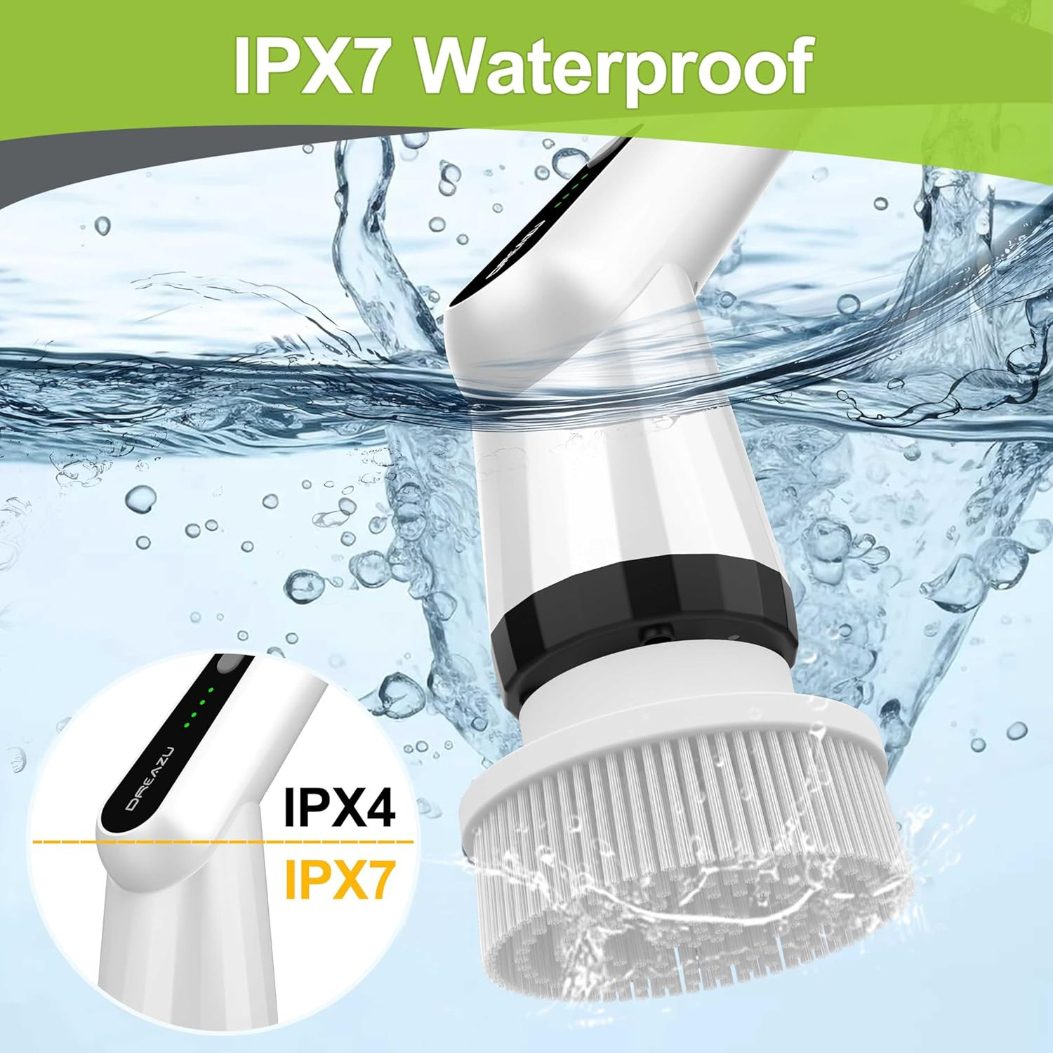 -Electric Spin Scrubber – Upgraded 12-In-1 IPX7 Waterproof Shower Scrubber, Retr