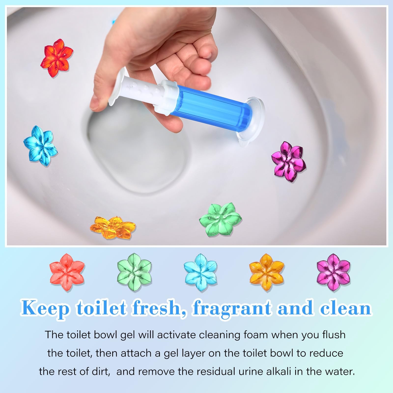5 Pcs Flower Gels 70 Count 5 Kinds Stamp Bowl Scent Stain Removal Cleaner Fre…