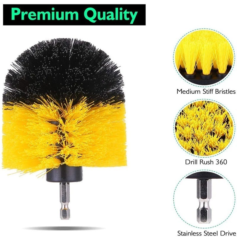 3 Piece Drill Brush Set + 11 Piece Drill Brush Attachment + Carry Bag SHIPS FREE